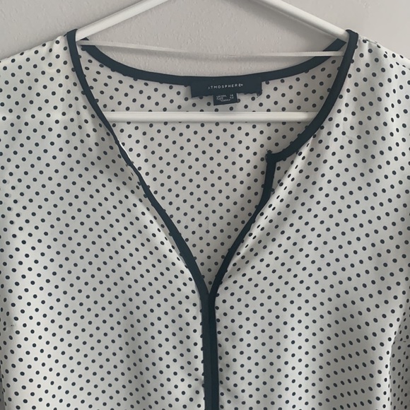 Black and white polka dot long sleeve blouse chemise top - Picture 3 of 6